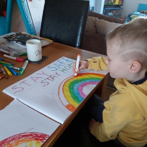 Here is also some rainbow drawings Harry & his sister have done and are now in there bedroom windows.